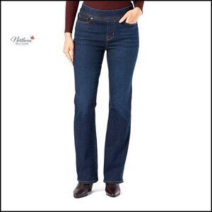 Pull-On Bootcut Jeans with Tummy-Shaping Panel, High Rise
